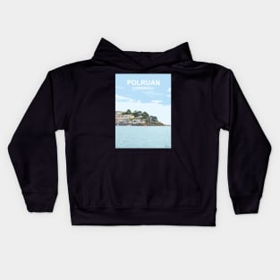 Polruan River Fowey Cornwall. Cornish gift Kernow Travel location poster, St Austell Kids Hoodie